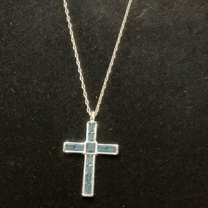 Silver and Blue Cross Pendant Necklace Lovely Piece💙✝️